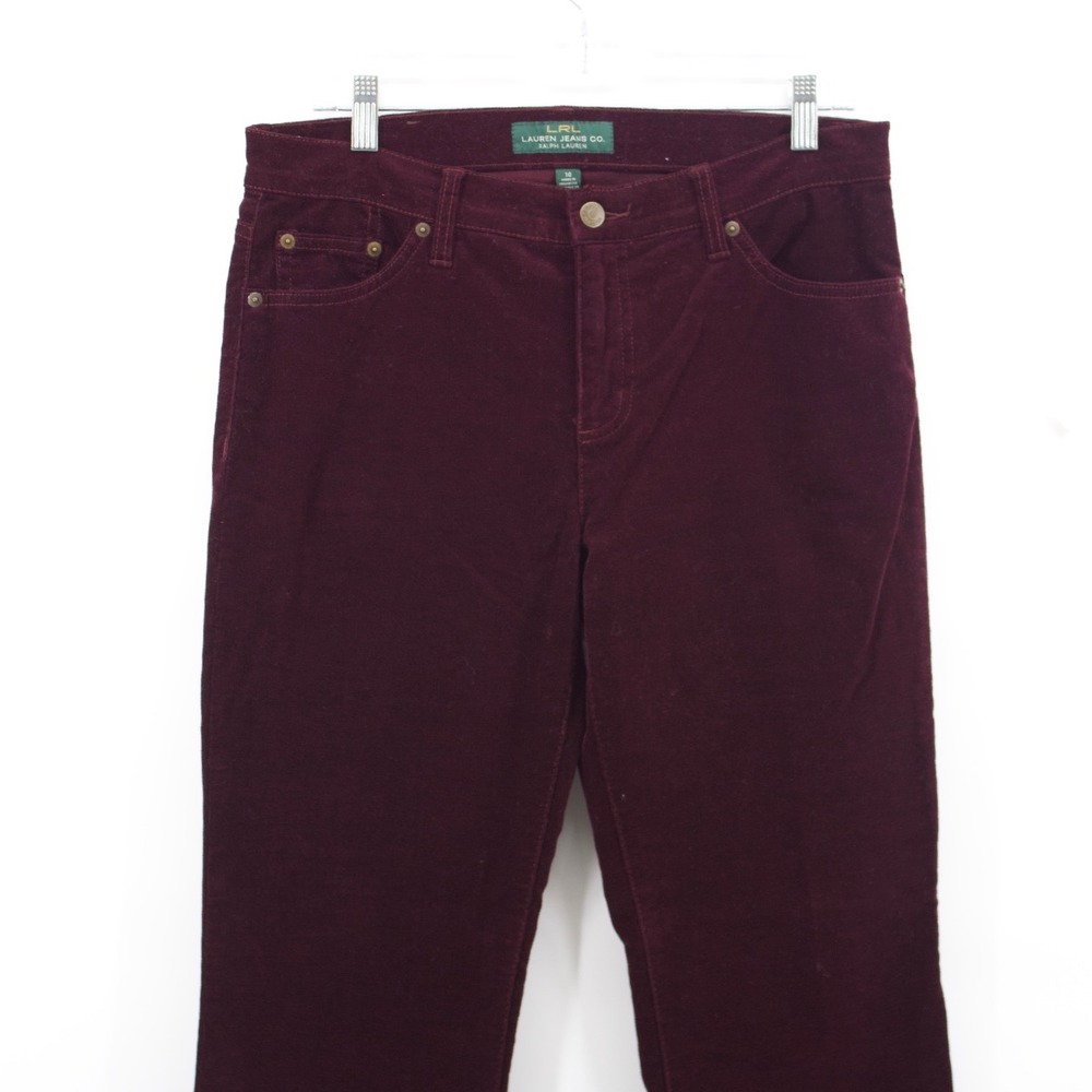 Lauren Ralph Lauren Corduroy Pants Womens‎ 10 Burgundy Classic Straight Stretch